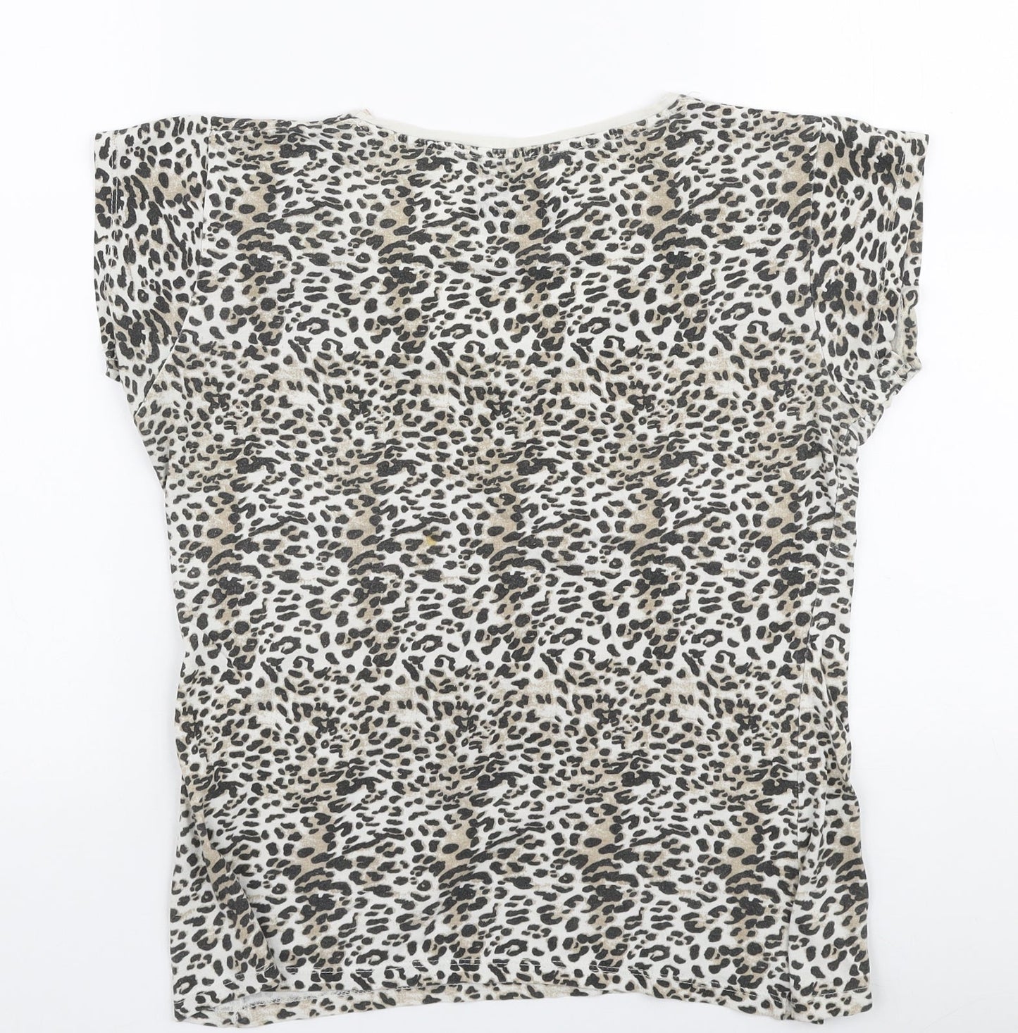 Atmosphere Womens Brown Animal Print 100% Cotton Jersey T-Shirt Size 10 Round Neck