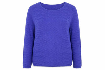 Savida Womens Blue Boat Neck  Cotton Pullover Jumper Size M