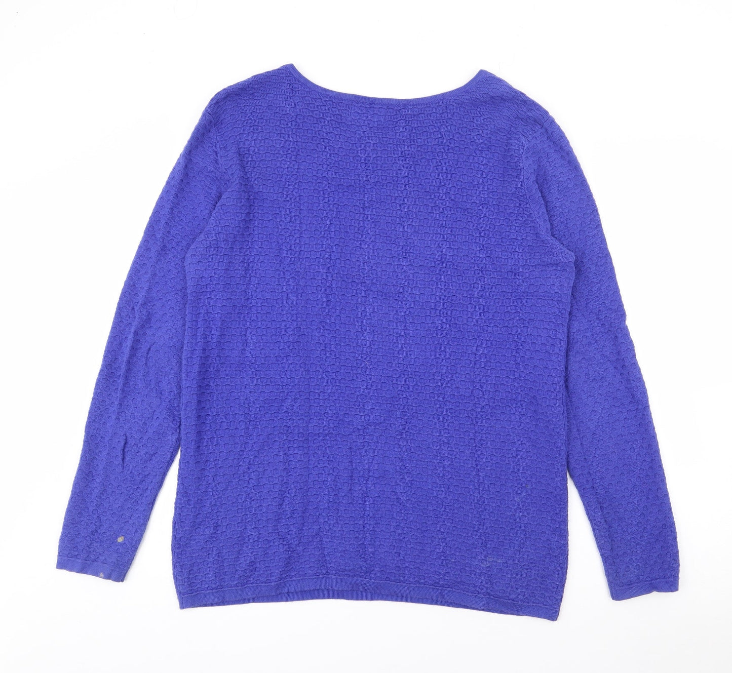 Savida Womens Blue Boat Neck  Cotton Pullover Jumper Size M