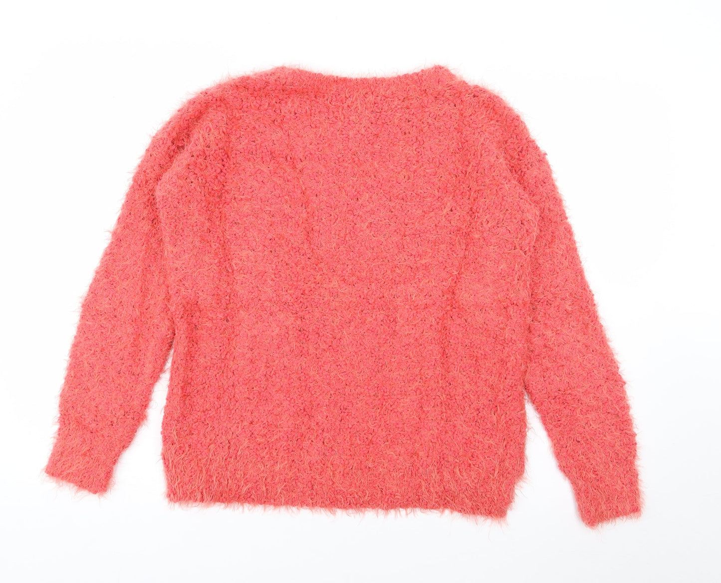 F&F Womens Red Crew Neck  Polyester Pullover Jumper Size 8