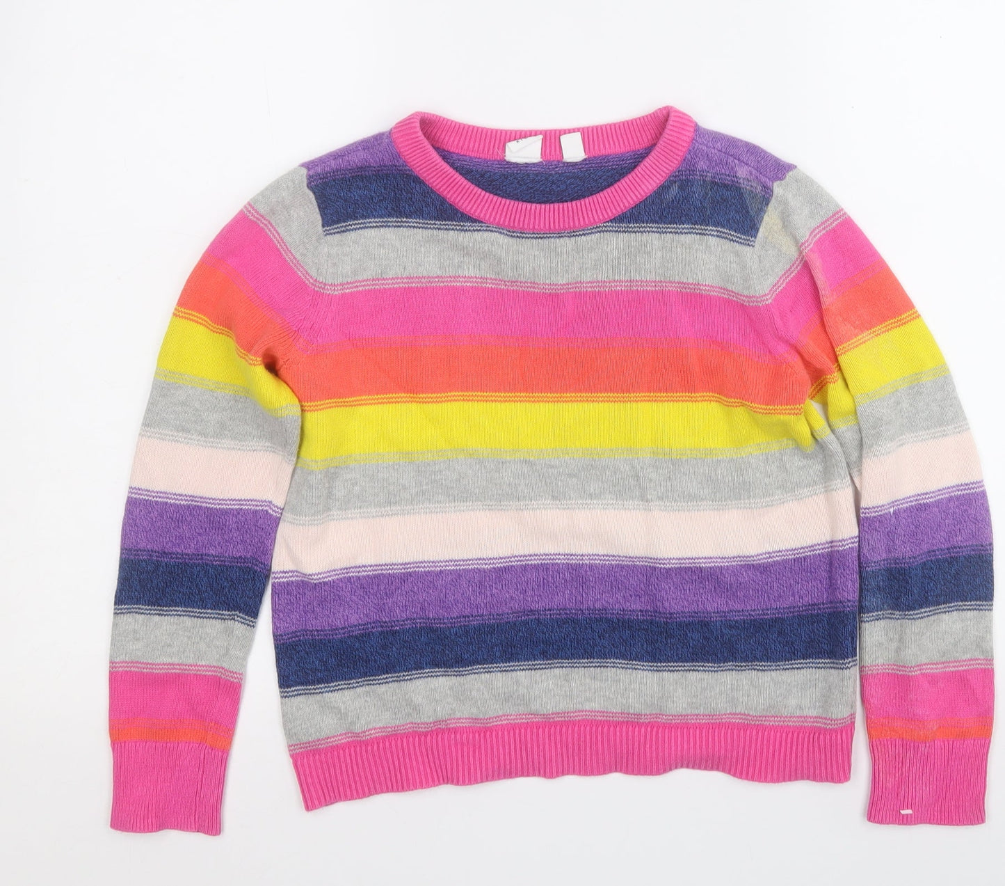 Gap Girls Multicoloured Round Neck Colourblock Cotton Pullover Jumper Size M