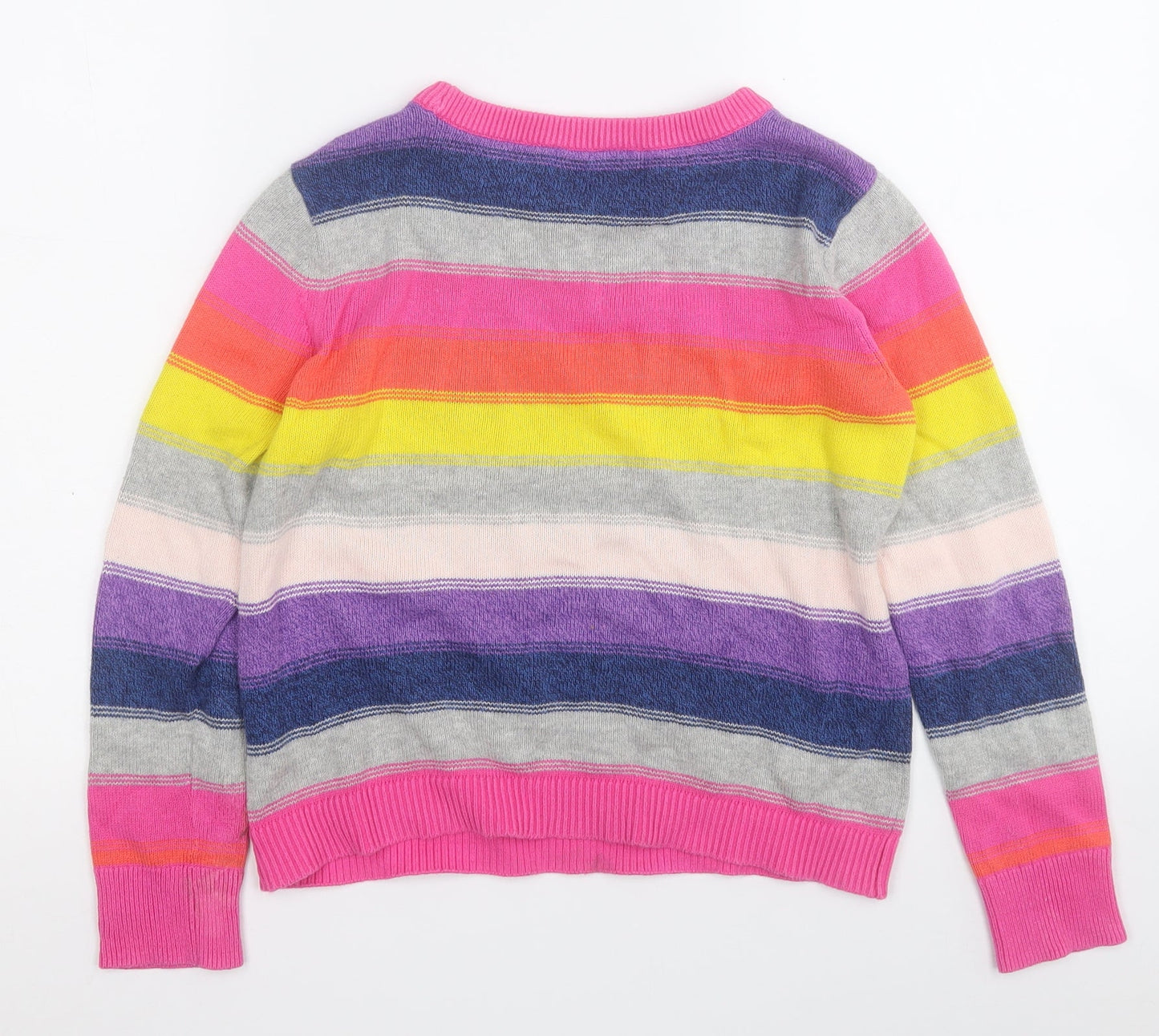 Gap Girls Multicoloured Round Neck Colourblock Cotton Pullover Jumper Size M