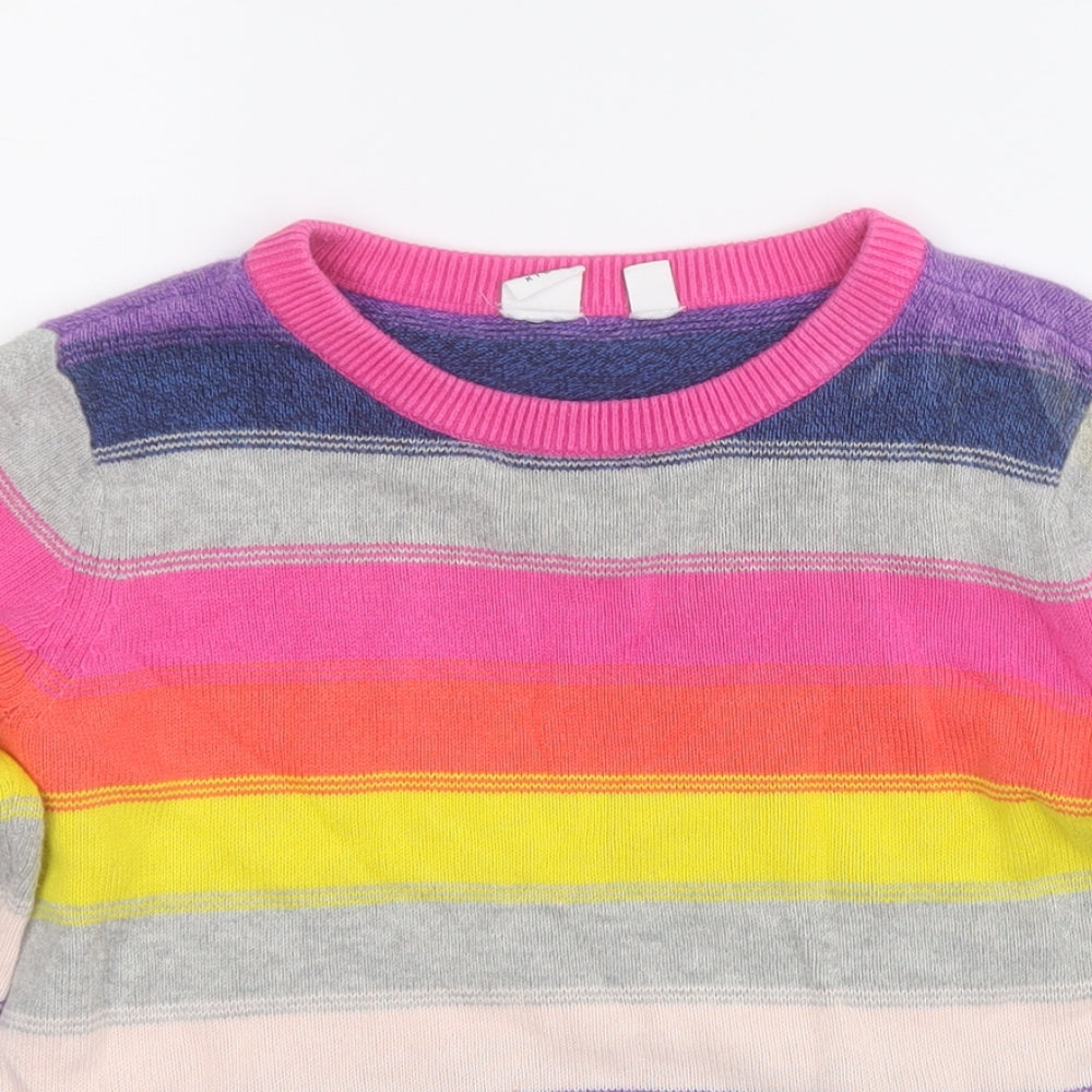 Gap Girls Multicoloured Round Neck Colourblock Cotton Pullover Jumper Size M