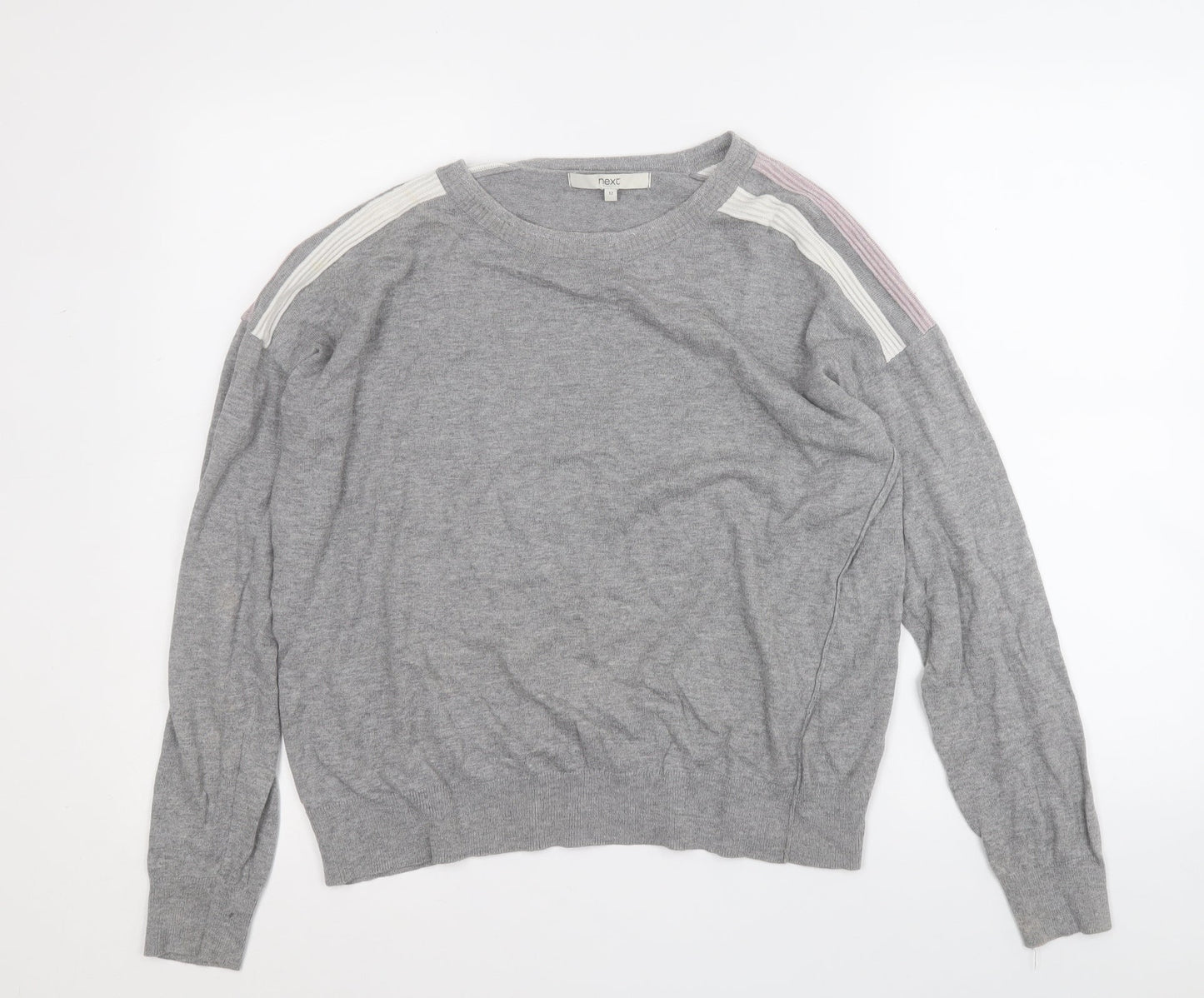 NEXT Womens Grey Round Neck  Cotton Pullover Jumper Size 12