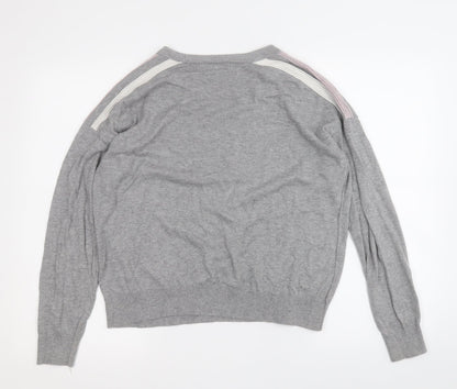 Next Womens Grey Round Neck  Cotton Pullover Jumper Size 12