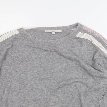 Next Womens Grey Round Neck  Cotton Pullover Jumper Size 12