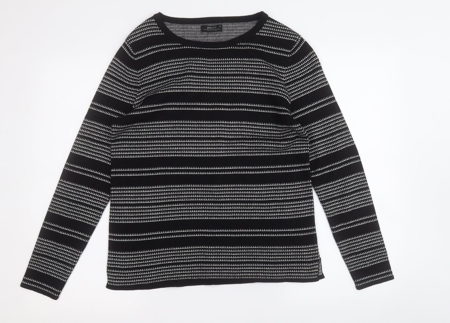 Papaya Womens Black Round Neck Geometric Acrylic Pullover Jumper Size 14