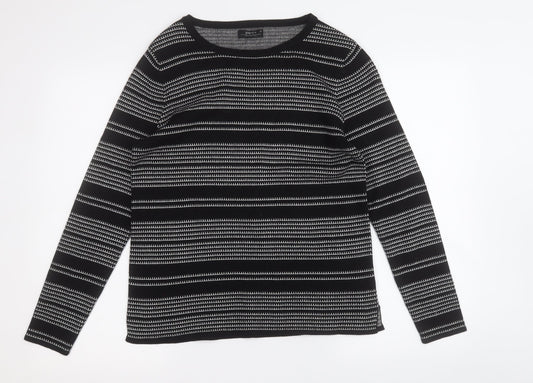 Papaya Womens Black Round Neck Geometric Acrylic Pullover Jumper Size 14