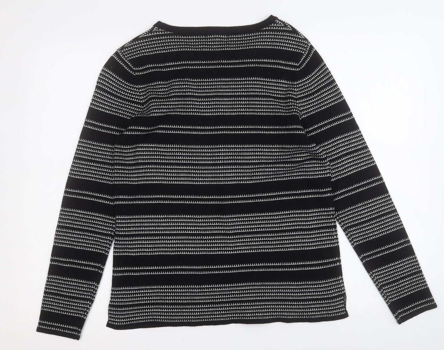 Papaya Womens Black Round Neck Geometric Acrylic Pullover Jumper Size 14