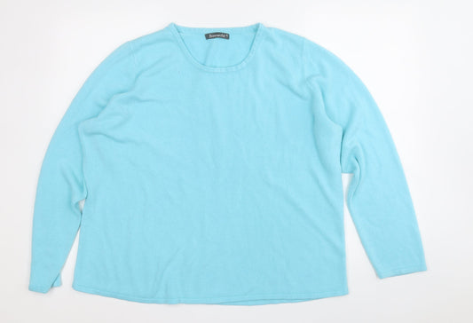 Bonmarché Womens Blue Round Neck  Acrylic Pullover Jumper Size XL