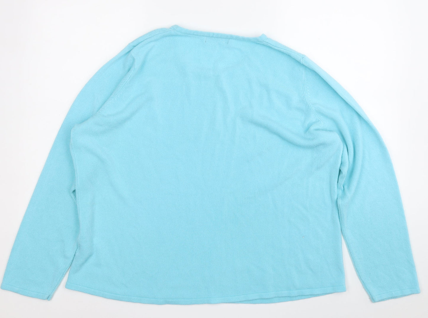 Bonmarché Womens Blue Round Neck  Acrylic Pullover Jumper Size XL