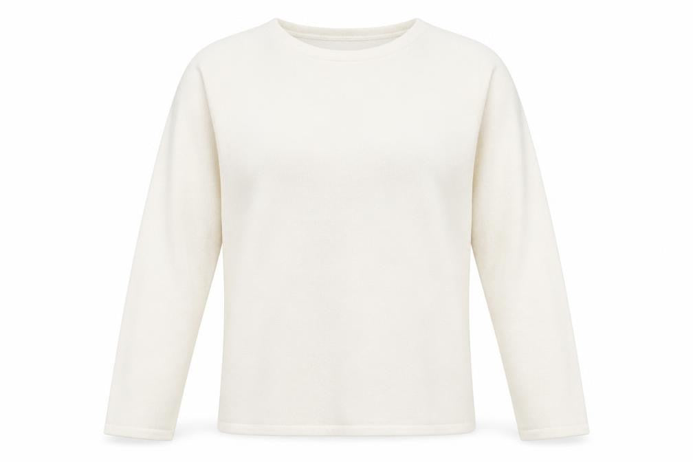 Bonmarché Womens White Round Neck Acrylic Pullover Jumper Size M