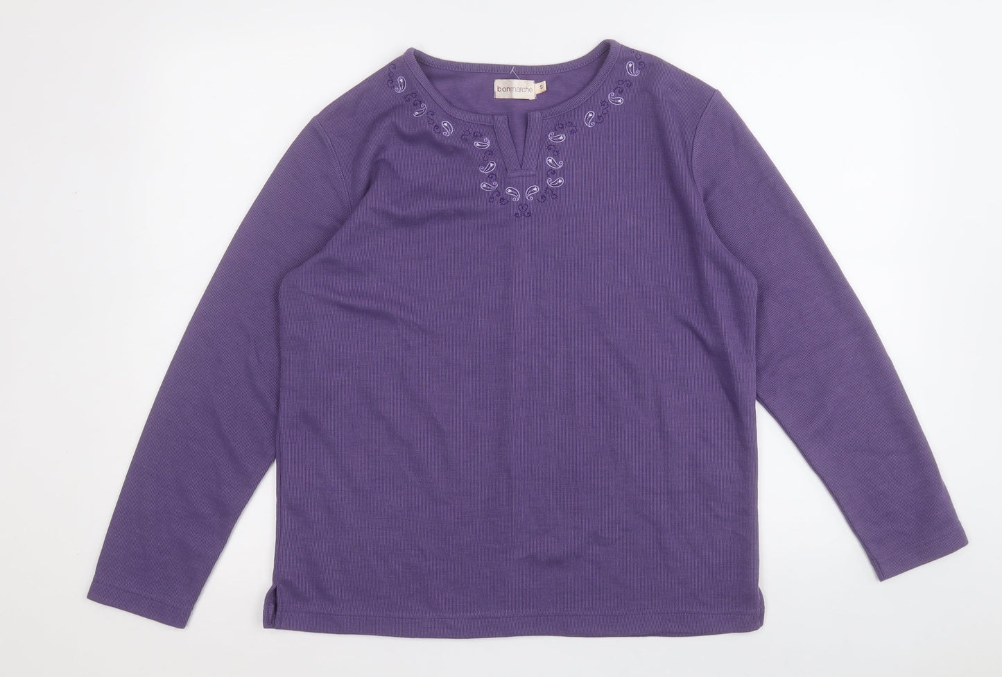 Bonmarché Womens Purple Round Neck  Polyester Pullover Jumper Size S