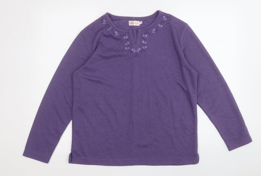 Bonmarché Womens Purple Round Neck  Polyester Pullover Jumper Size S