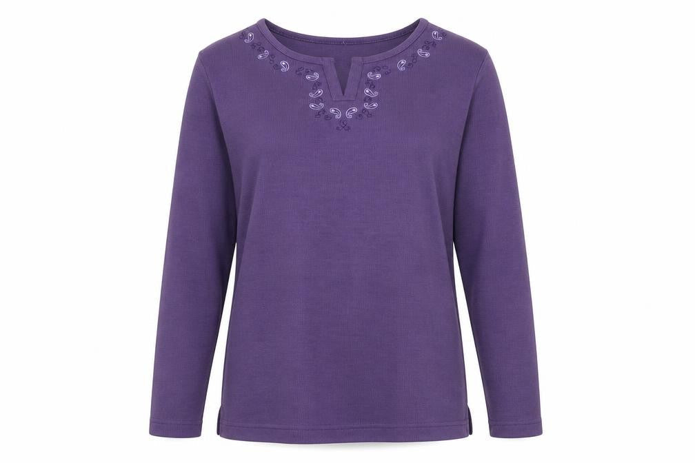 Bonmarché Womens Purple Round Neck Polyester Pullover Jumper Size S