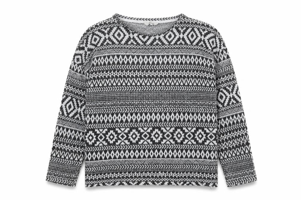 Peacocks Womens Black Round Neck Geometric Polyester Pullover Jumper Size XL