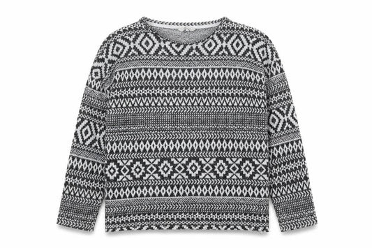 Peacocks Womens Black Round Neck Geometric Polyester Pullover Jumper Size XL