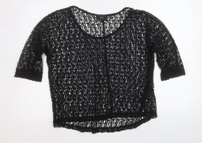 Next Womens Black Round Neck  Polyester Pullover Jumper Size 14