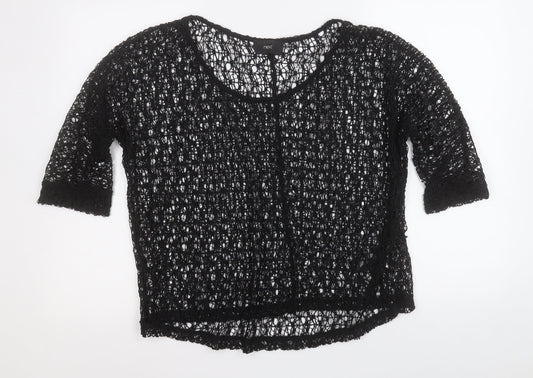NEXT Womens Black Round Neck  Polyester Pullover Jumper Size 14