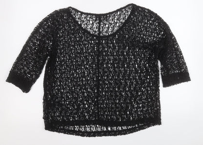 Next Womens Black Round Neck  Polyester Pullover Jumper Size 14