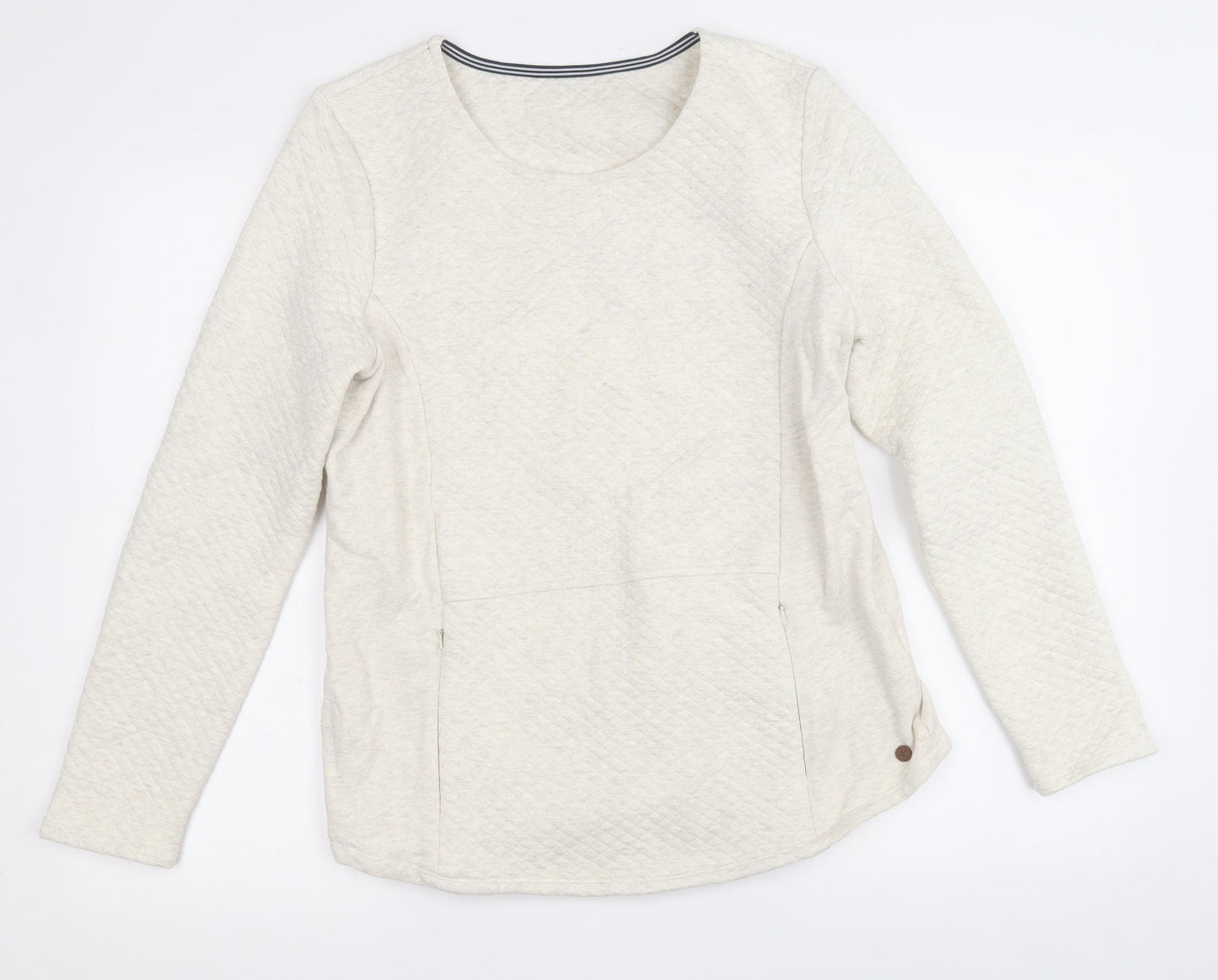 Preworn Womens White Round Neck  Cotton Pullover Jumper Size M