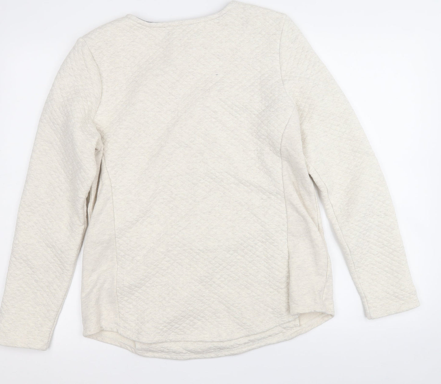 Preworn Womens White Round Neck  Cotton Pullover Jumper Size M