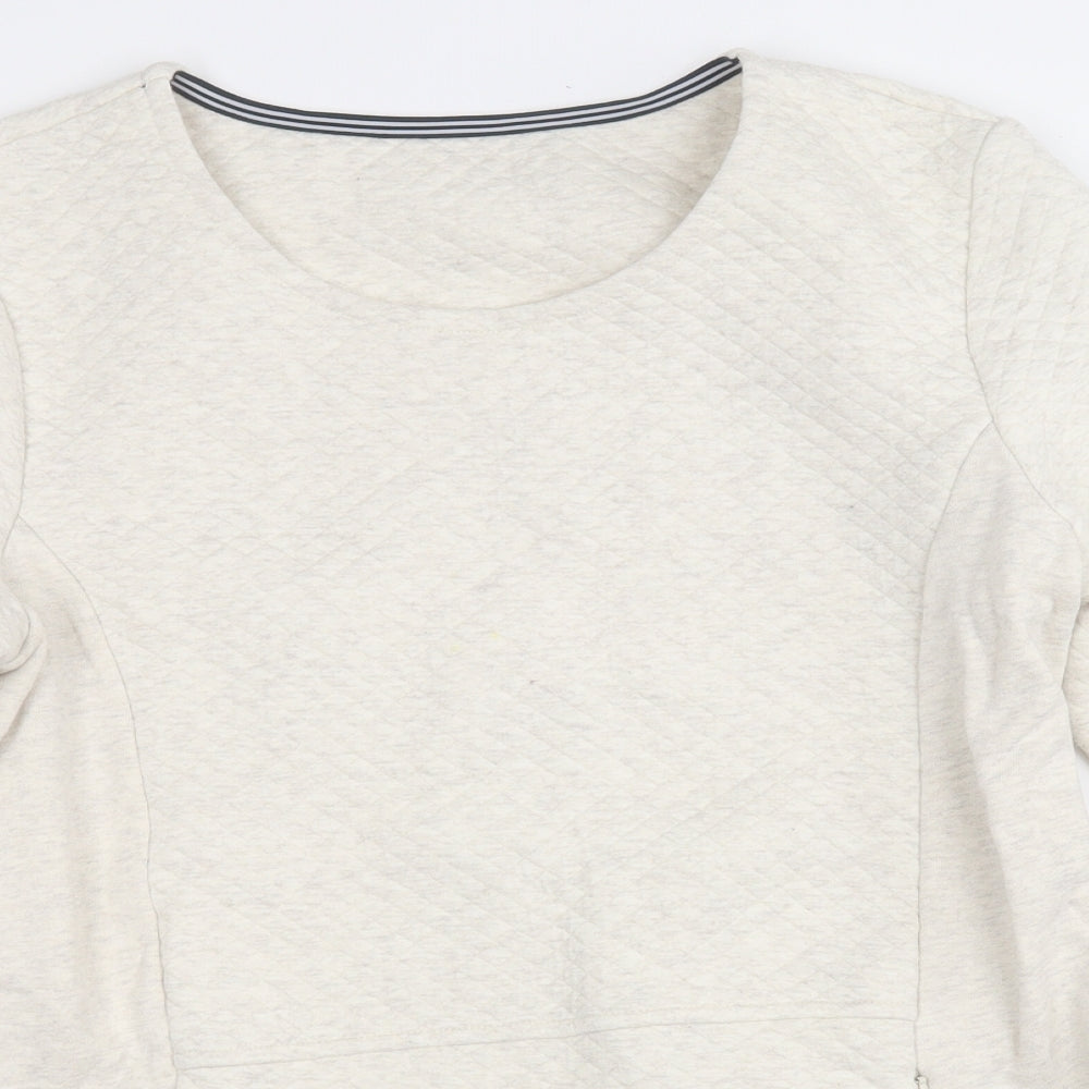 Preworn Womens White Round Neck  Cotton Pullover Jumper Size M