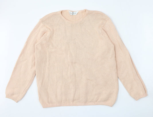 Marks and Spencer Womens Pink Round Neck  Cotton Pullover Jumper Size 14
