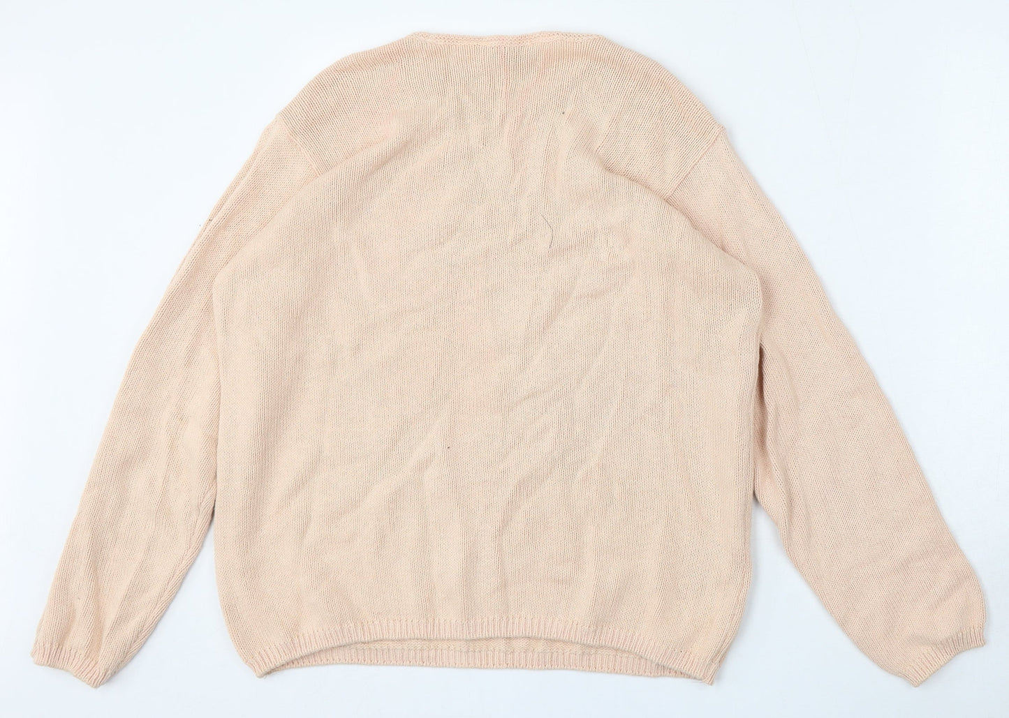 Marks and Spencer Womens Pink Round Neck  Cotton Pullover Jumper Size 14
