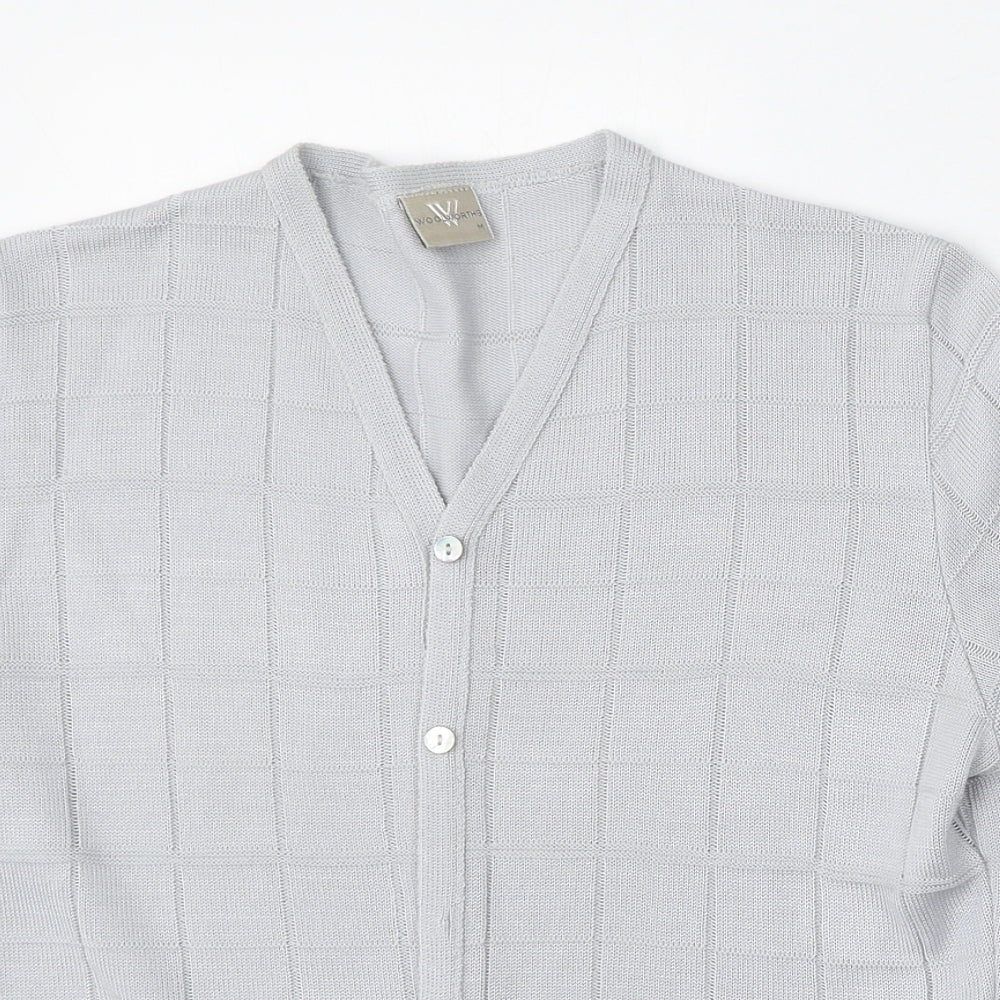 Woolworths Womens Silver V-Neck  Acrylic Cardigan Jumper Size M