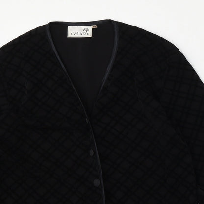 First Avenue Womens Black Geometric  Jacket  Size 10  Button