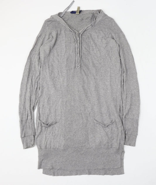 NEXT Womens Grey V-Neck  Polyester Cardigan Jumper Size 12