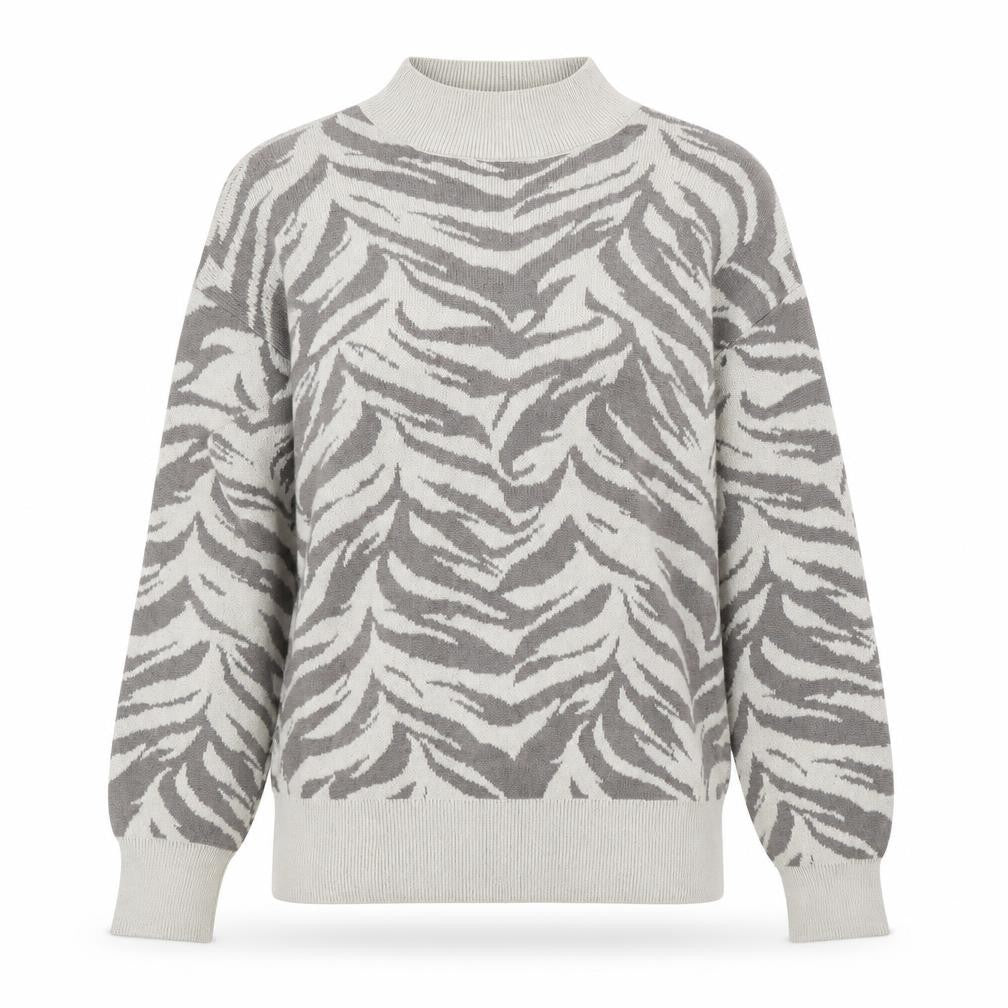 Preworn Womens Multicoloured Mock Neck Animal Print Polyester Pullover Jumper Size L