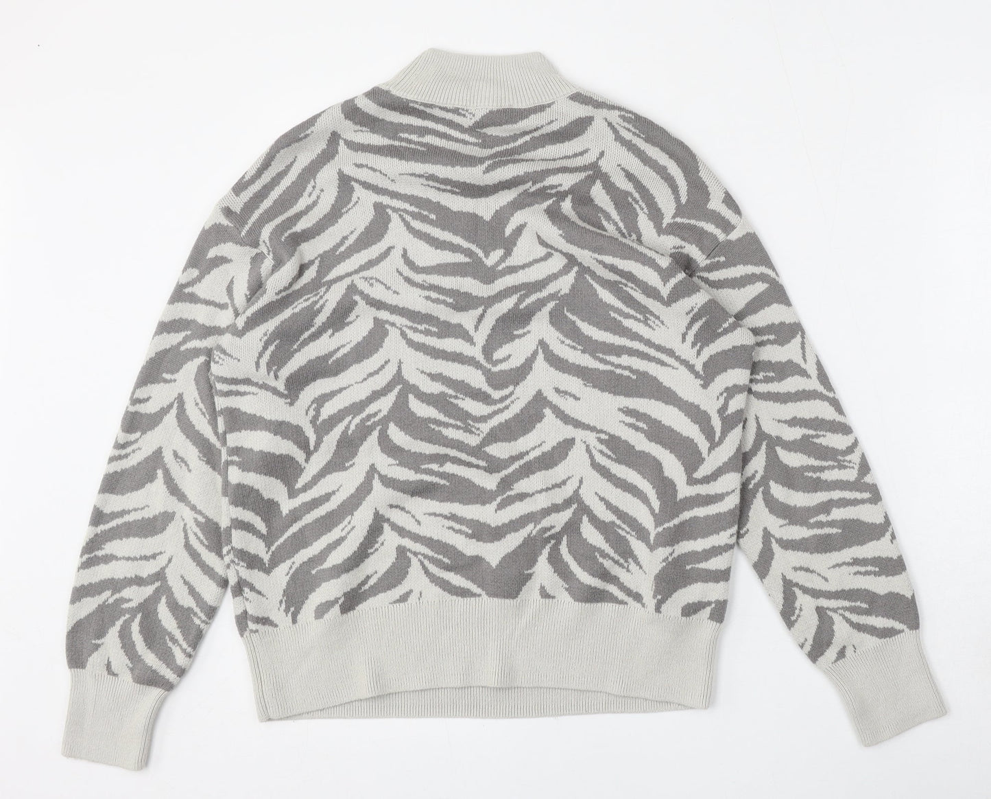 Preworn Womens Multicoloured Mock Neck Animal Print Polyester Pullover Jumper Size L