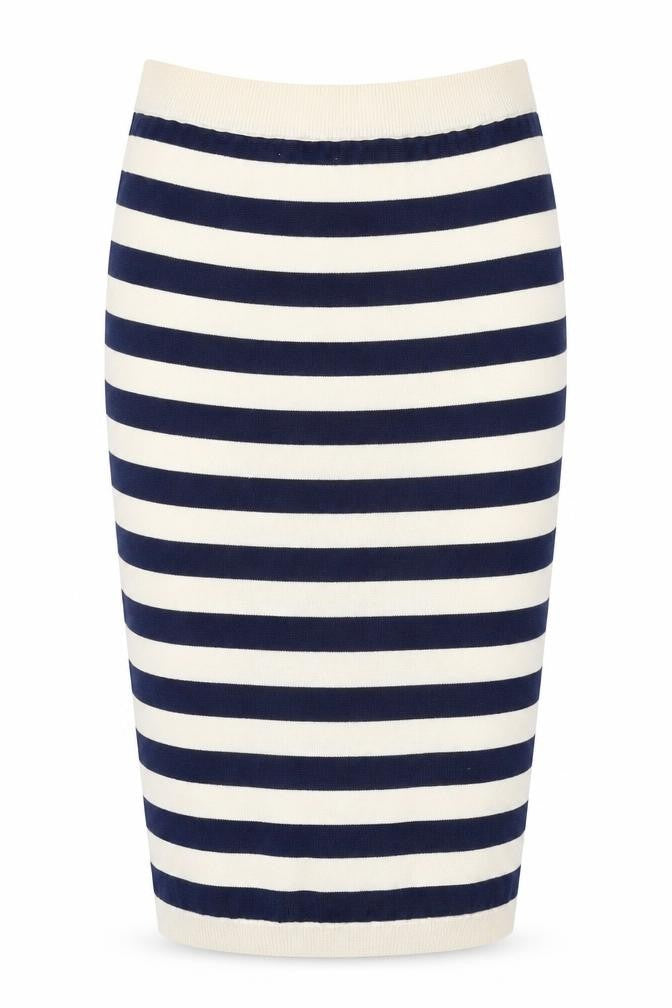 House of Fraser Womens White Striped Cotton Straight & Pencil Skirt Size L