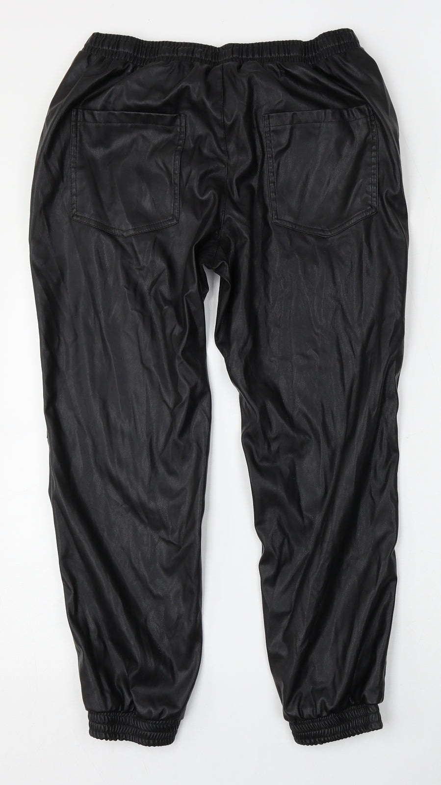 Papaya Womens Black  Polyurethane Trousers  Size 12 L26 in Regular