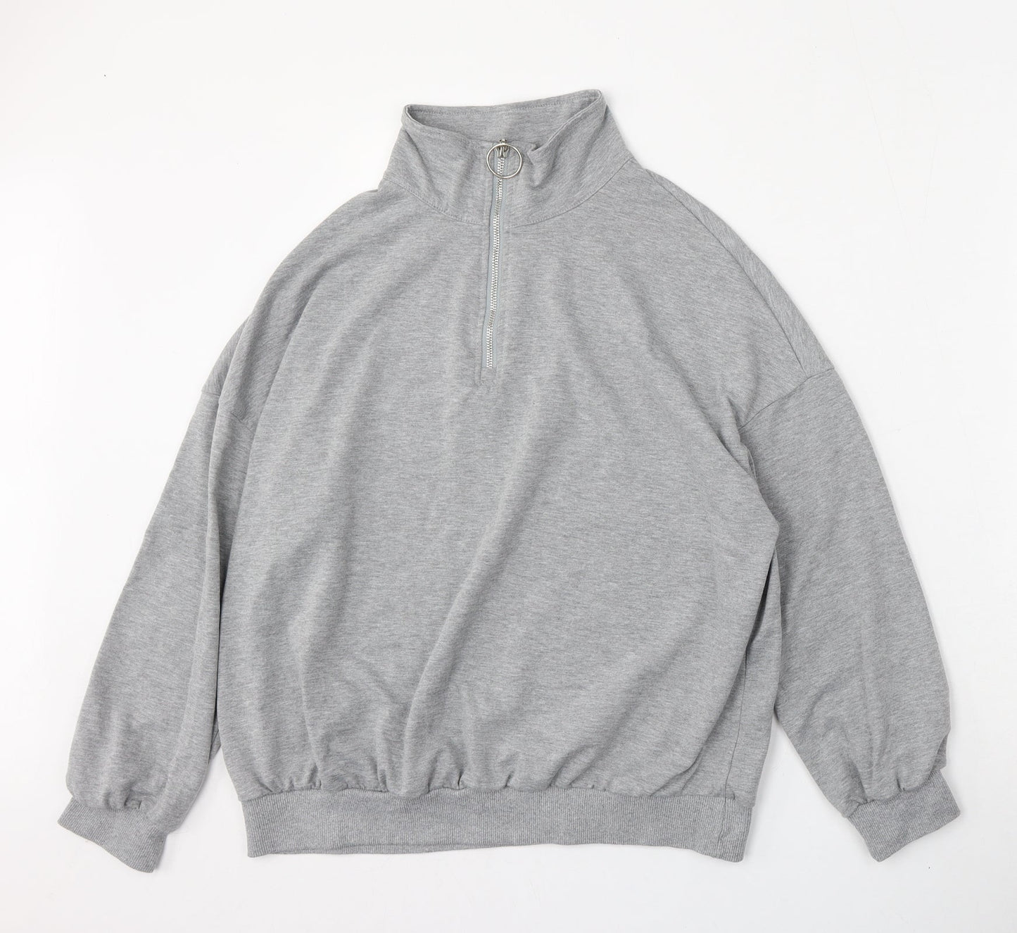 SheIn Womens Grey  Cotton Pullover Sweatshirt Size S  Zip