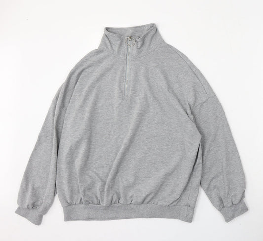 SheIn Womens Grey  Cotton Pullover Sweatshirt Size S  Zip