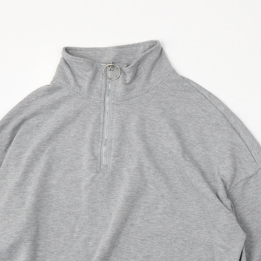 SheIn Womens Grey  Cotton Pullover Sweatshirt Size S  Zip