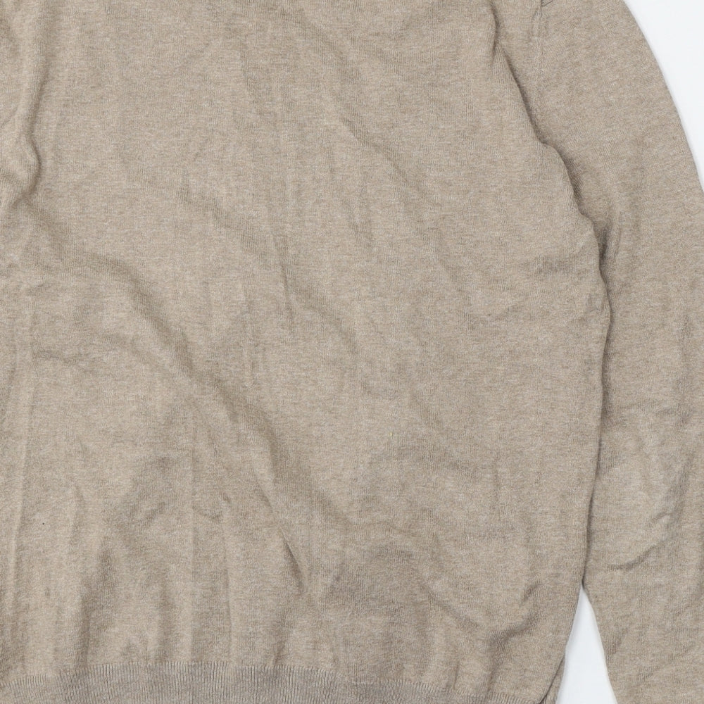Gap Mens Beige V-Neck  Cotton Pullover Jumper Size M