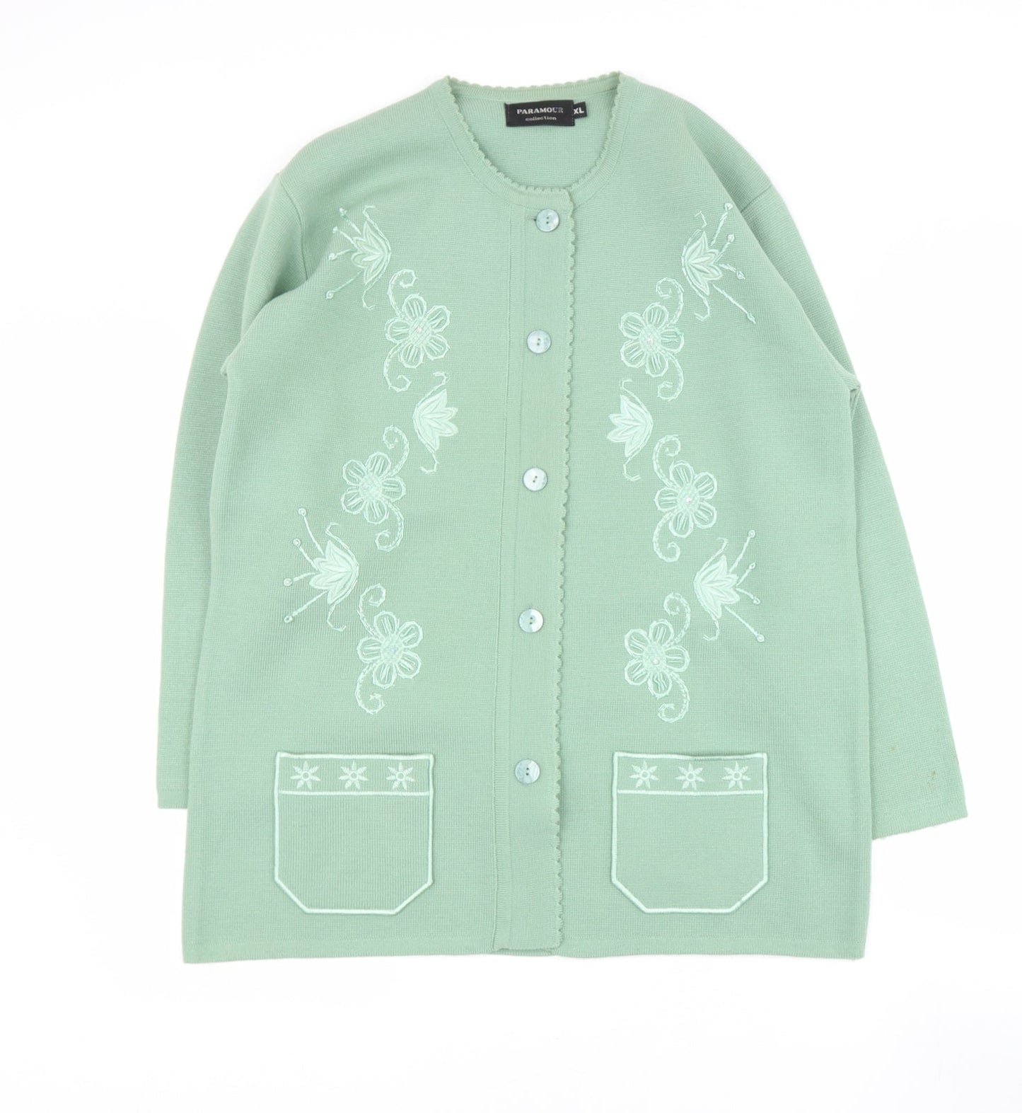 paramour Womens Green Scoop Neck  Acrylic Pullover Jumper Size XL