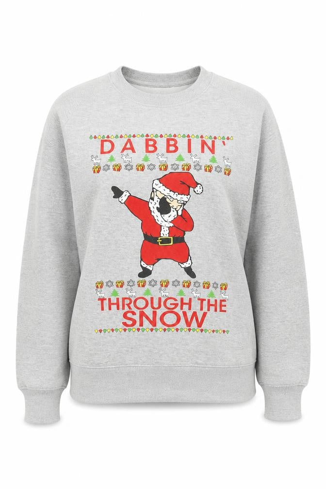 Preworn Womens Grey  Polyester Blend Pullover Sweatshirt Size 12   - Santa