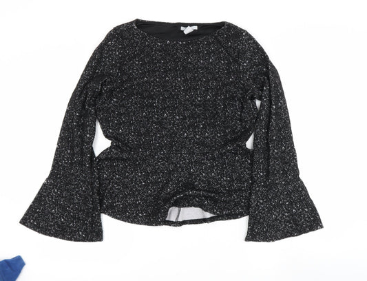 H&M Womens Black Round Neck  Polyester Pullover Jumper Size M