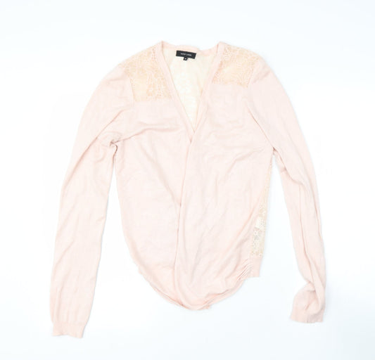 NEWLOOK Womens Pink V-Neck  Viscose Cape Jumper Size 12