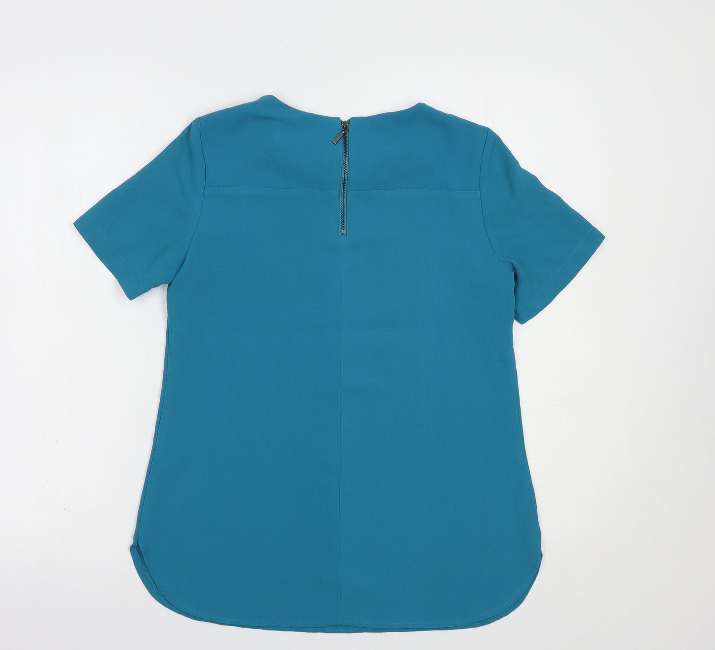 Dunnes Stores Womens Blue  Polyester Basic Blouse Size 10 Round Neck - Embellished Neckline