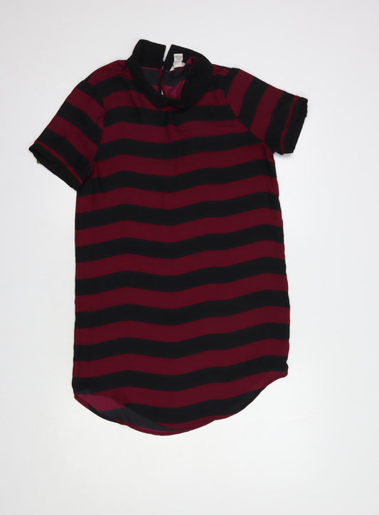 XXI Los Angeles Womens Purple Striped Polyester Tunic Blouse Size S Collared
