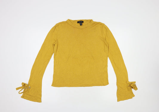 New Look Womens Yellow Crew Neck  Viscose Pullover Jumper Size 8