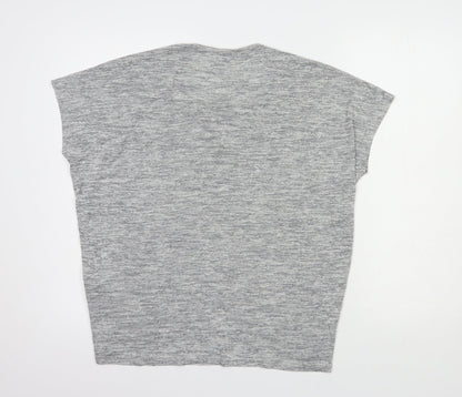 New Look Womens Grey  Viscose Basic Blouse Size S V-Neck