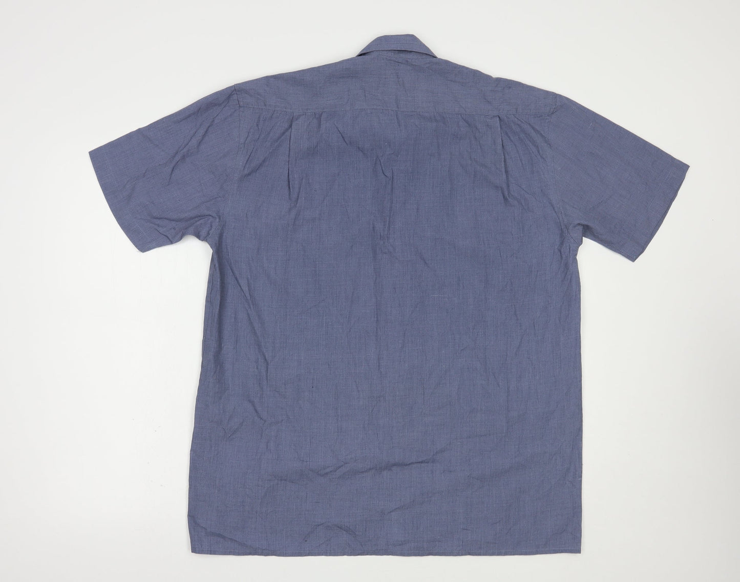 Hazard Mens Blue  Polyester  Button-Up Size L Collared Button