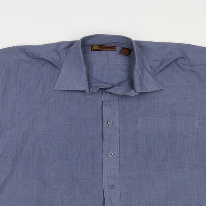 Hazard Mens Blue  Polyester  Button-Up Size L Collared Button